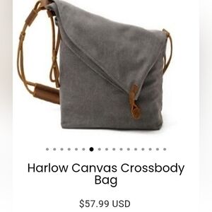 Gray Canvas Crossbody Bag Coffee Color